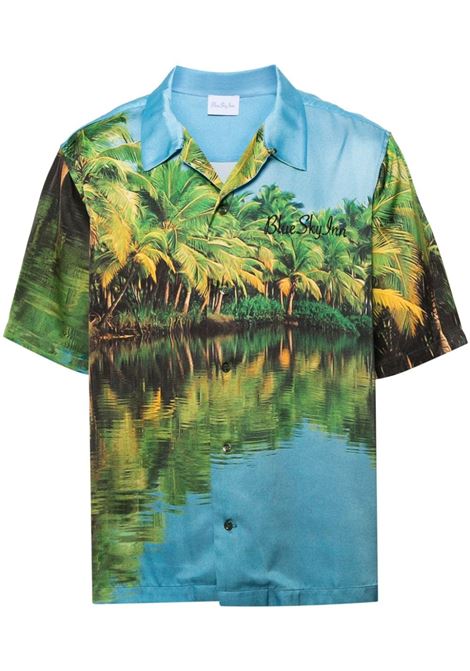 Multicolour graphic-print short-sleeve shirt - men